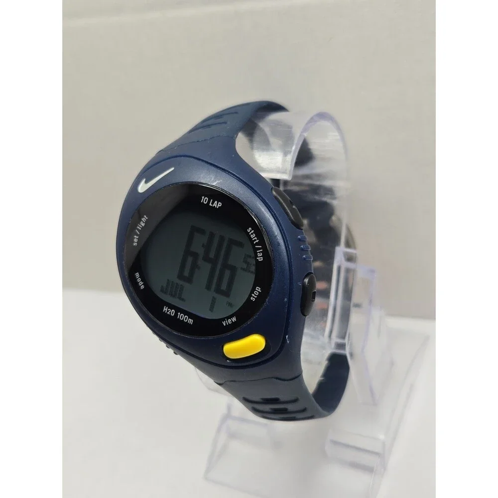 Nike Triax Speed 10 Bowerman WR0125 Blue Digital Watch 100M New Battery Y2K Rare